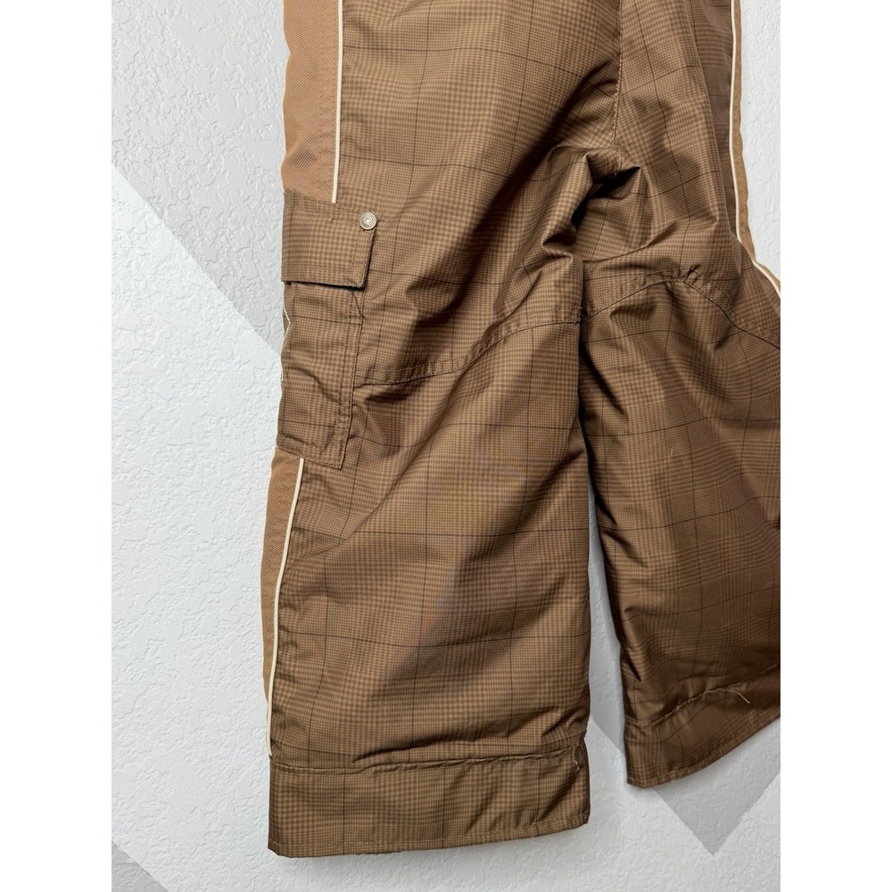 Obermeyer Worker Bib Pant Boys 4 Brown Plaid Insulated Snow Ski Bib I-Grow - Picture 7 of 15